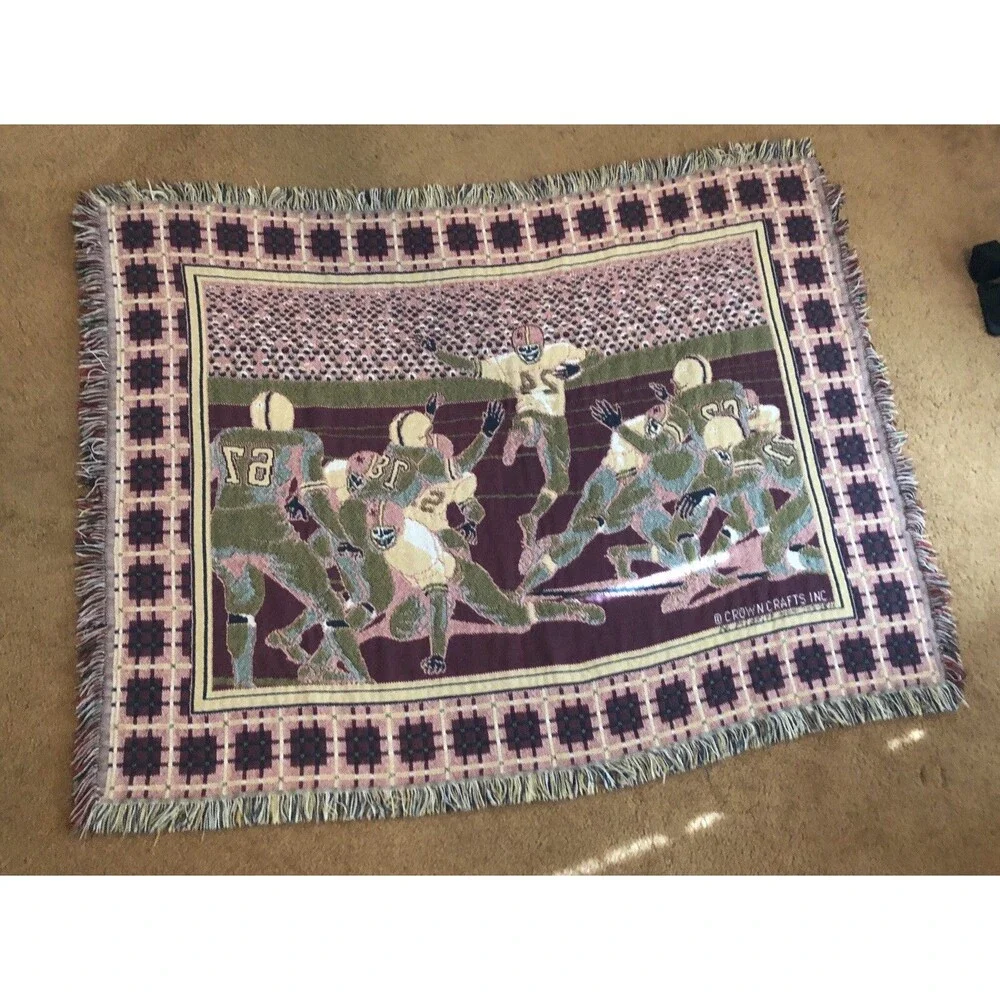 VTG Crown Crafts Wall Hanging Football Game Tapestry 40